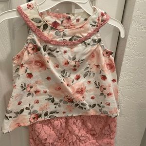 Daisy Fuentes 12m matching set halter top peach lace shorts cool